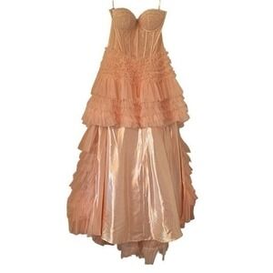Jovani Women's Light‎ Pink Corset Bodice Layered Skirt Ballgown Size 12